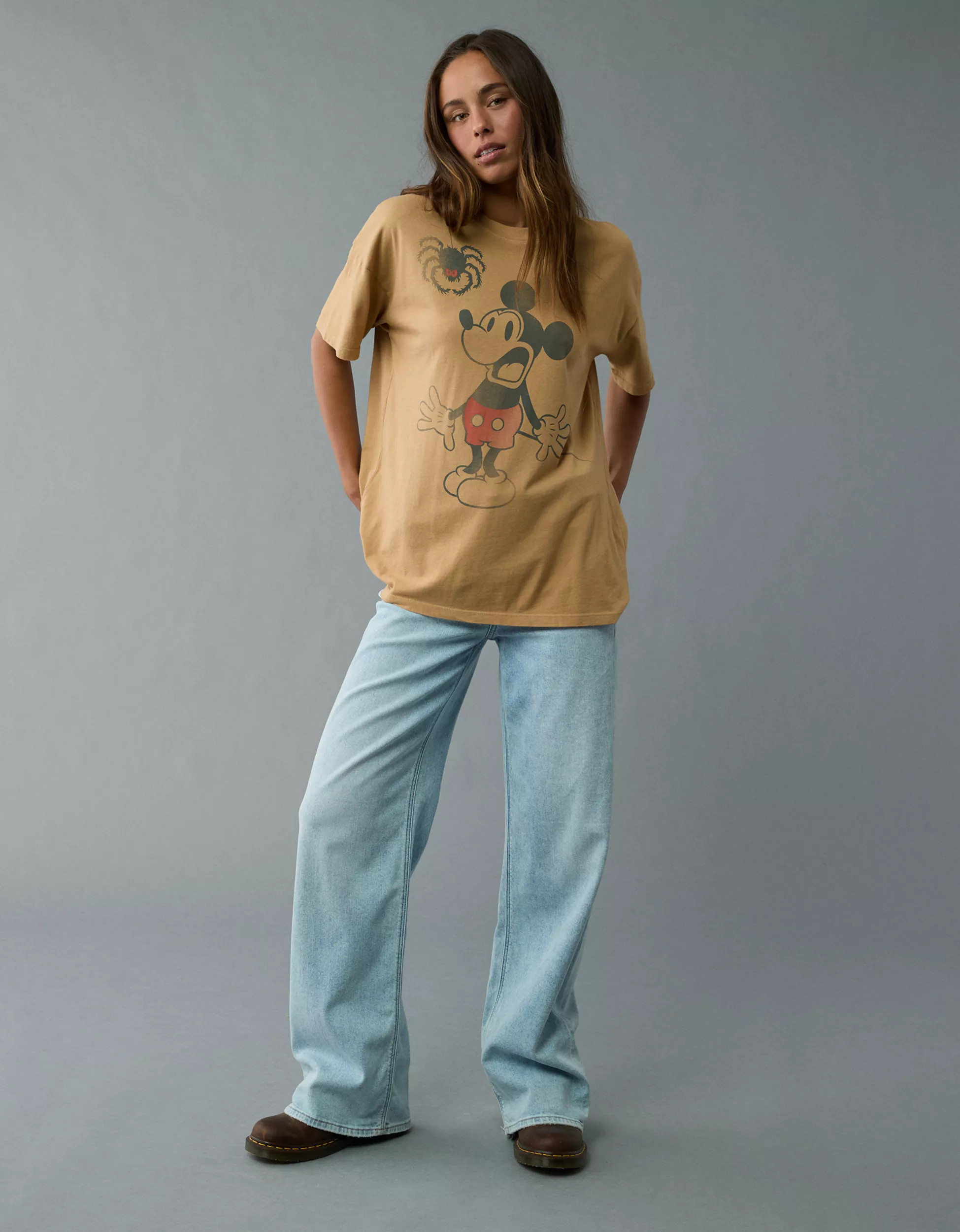 AE Mickey Mouse Halloween Oversized Graphic T-Shirt | American Eagle Outfitters (US & CA)