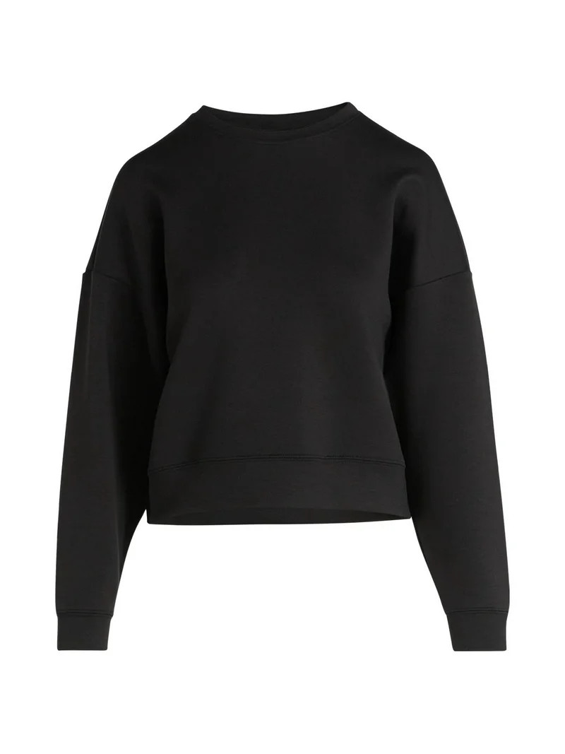 Scoop Women's and Women's Plus New Scubaknit Cropped Sweatshirt with Drop Sleeves, Sizes XS-4X | Walmart (US)
