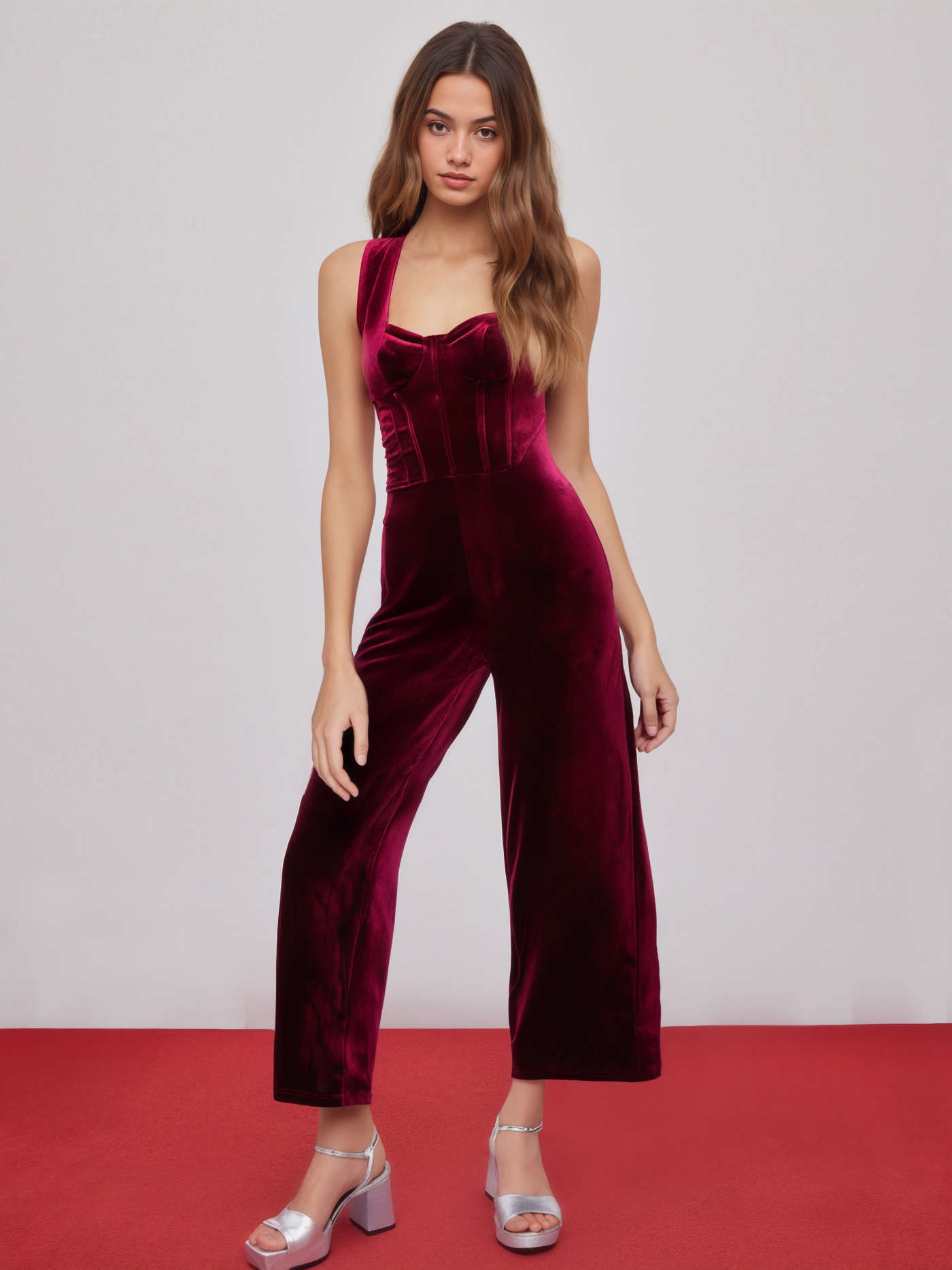 Velvet Velvet Retro Solid Jumpsuit For Daily Casual Date | Cider