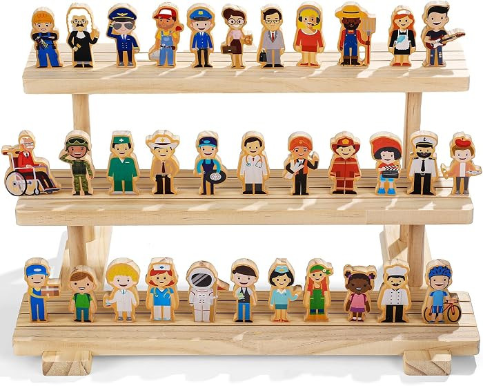 Kathfly 36 Pcs Wooden Community Helpers Community Wooden Toy Preschool Little Professionals Block... | Amazon (US)