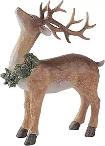 Christmas Deer with Pine Wood Carving Figurine, Christmas Reindeer Figurine with LED Lights Best ... | Amazon (US)