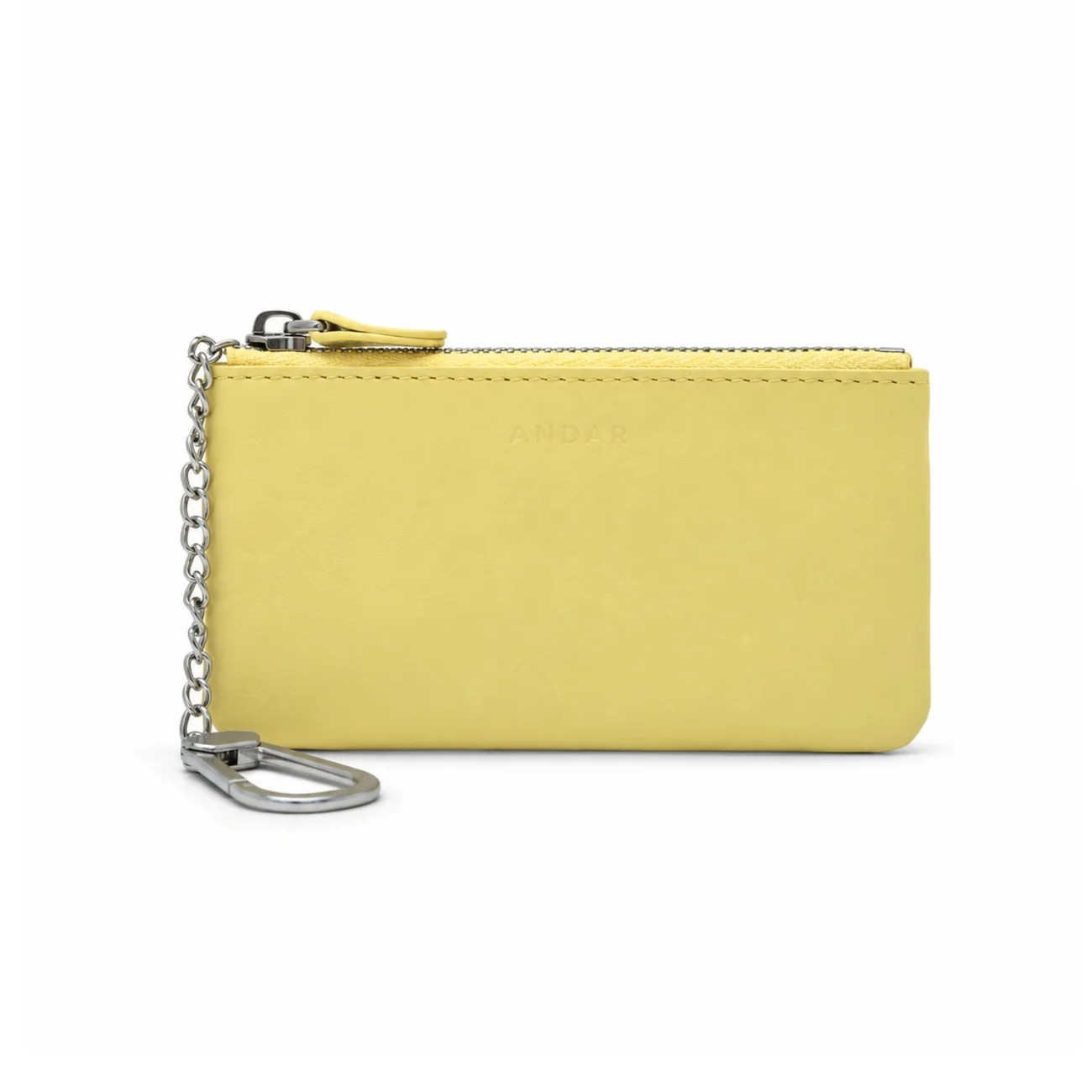 The Mae Full-Grain Leather Card Pouch, Brass Chain Clip | Andar | Andar
