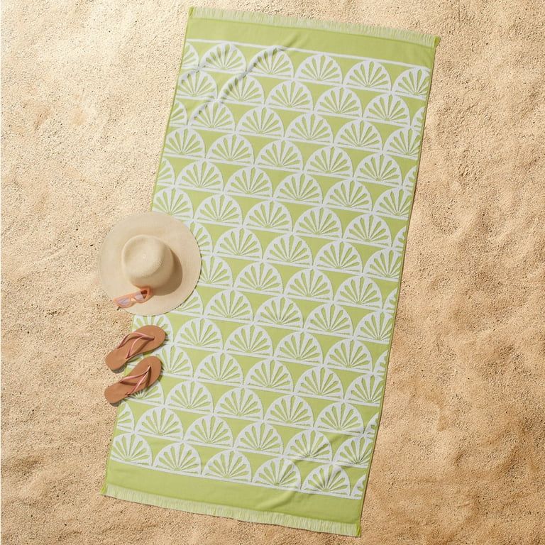 Better Homes & Gardens Oversized Cotton Blend Green Sun Print Beach Towel, 38" X 72" | Walmart (US)