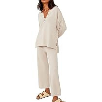 LILLUSORY Trendy 2 Piece Outfits Oversized Slouchy 2022 Winter Matching Lounge Sets Cozy Knit Lou... | Amazon (US)