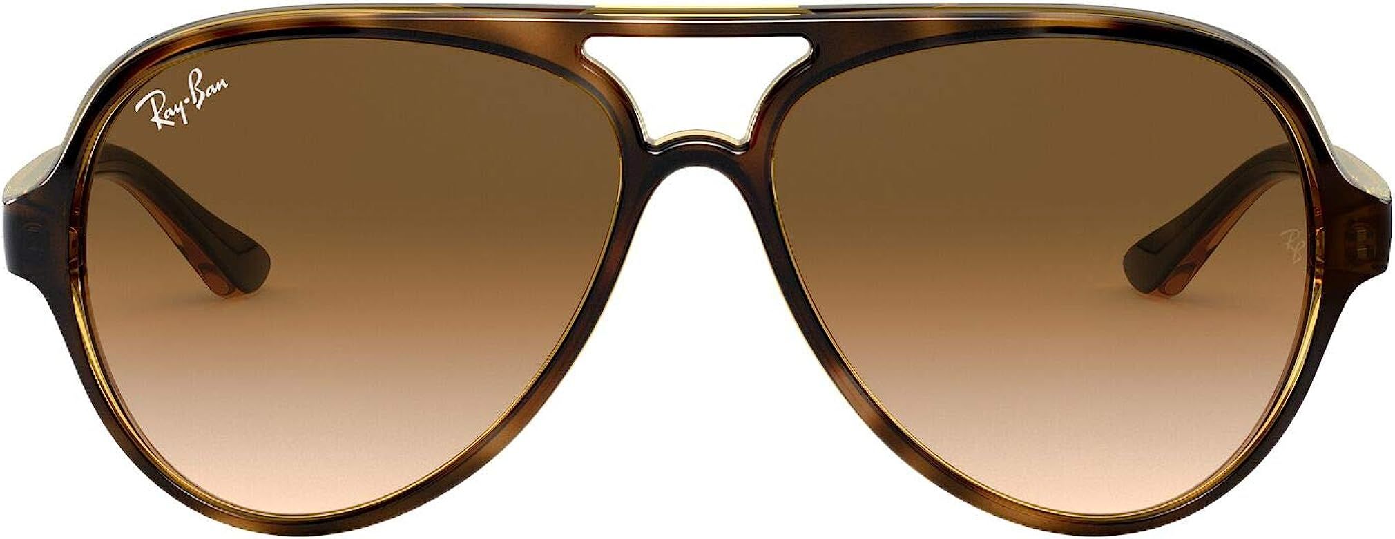 Amazon.com: Ray-Ban RB4125 Cats 5000 Aviator Sunglasses, Light Havana/Clear Gradient Brown, 59 mm... | Amazon (US)