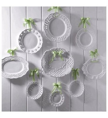 Two's Company Porcelain White Porcelain Pierced Oval Wall Plate **NEW | eBay US