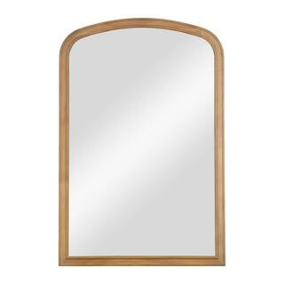 20 in. W x 30 in. H Medium Arched French Country Style Natural Pine Wood Wall Mirror | The Home Depot