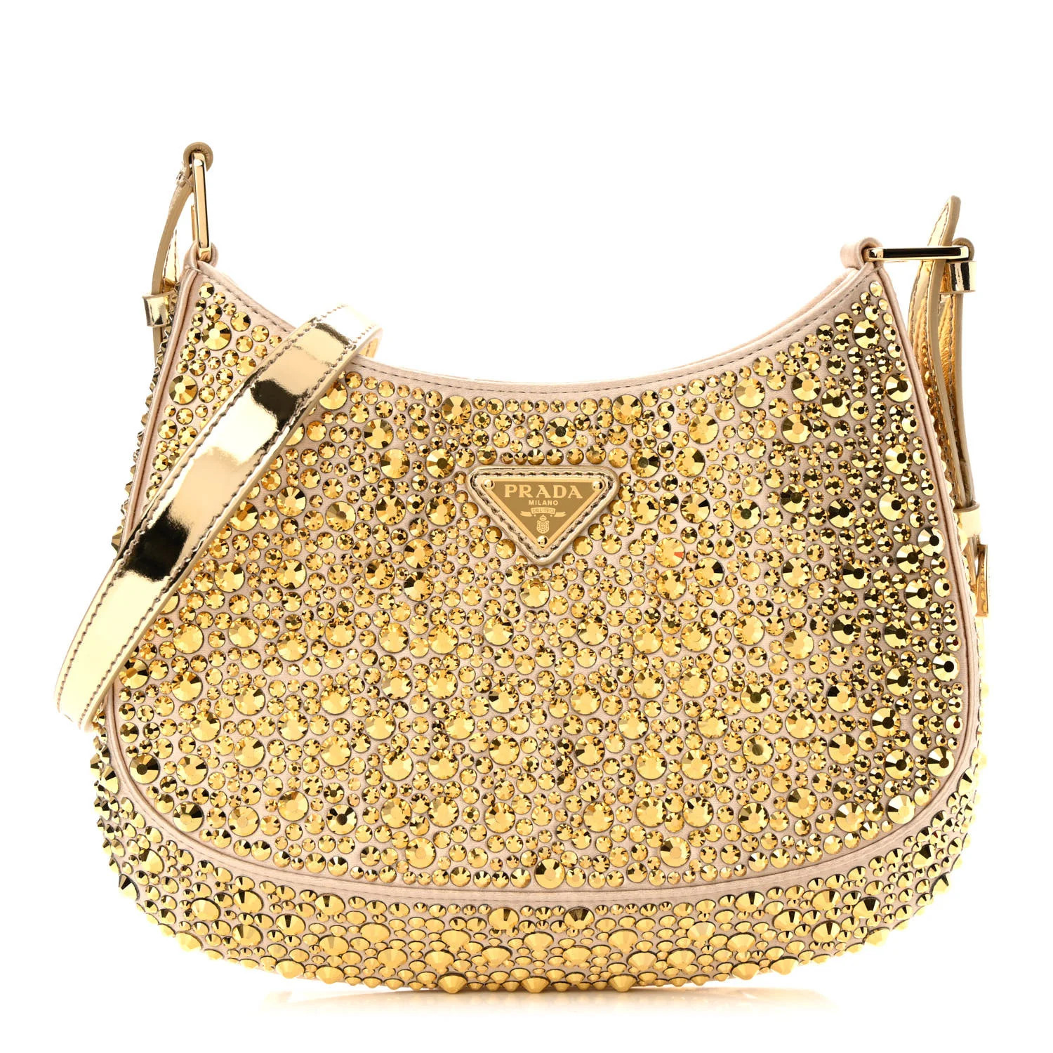 Satin Crystal Cleo Shoulder Bag Platino | FASHIONPHILE (US)