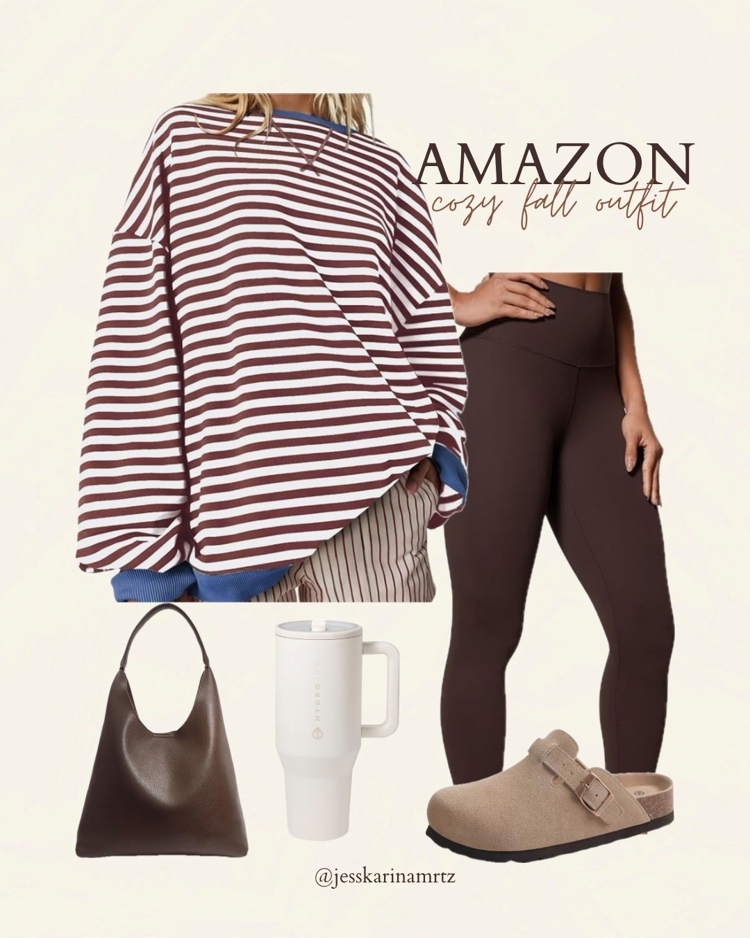 The weather’s finally cooling down and I’m officially in my cozy girl era 🍂🧸 Give me all the stripes, soft browns, and easy layers that make fall dressing simple but still cute. Nothing beats that cozy combo of comfy leggings, a warm oversized top, and a reminder to stay hydrated throughout the day ✨💧

#fallvibes #cozyoutfit #amazonfinds #neutraloutfit #fallfashioninspo #autumnstyle #cozyseason #amazonfashion #minimalstyle #neutralaesthetic


#LTKU #LTKMidsize #LTKSeasonal