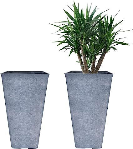 LA JOLIE MUSE Tall Planters 20 Inch, Flower Pot Pack 2, Patio Deck Indoor Outdoor Garden Tree Pla... | Amazon (US)