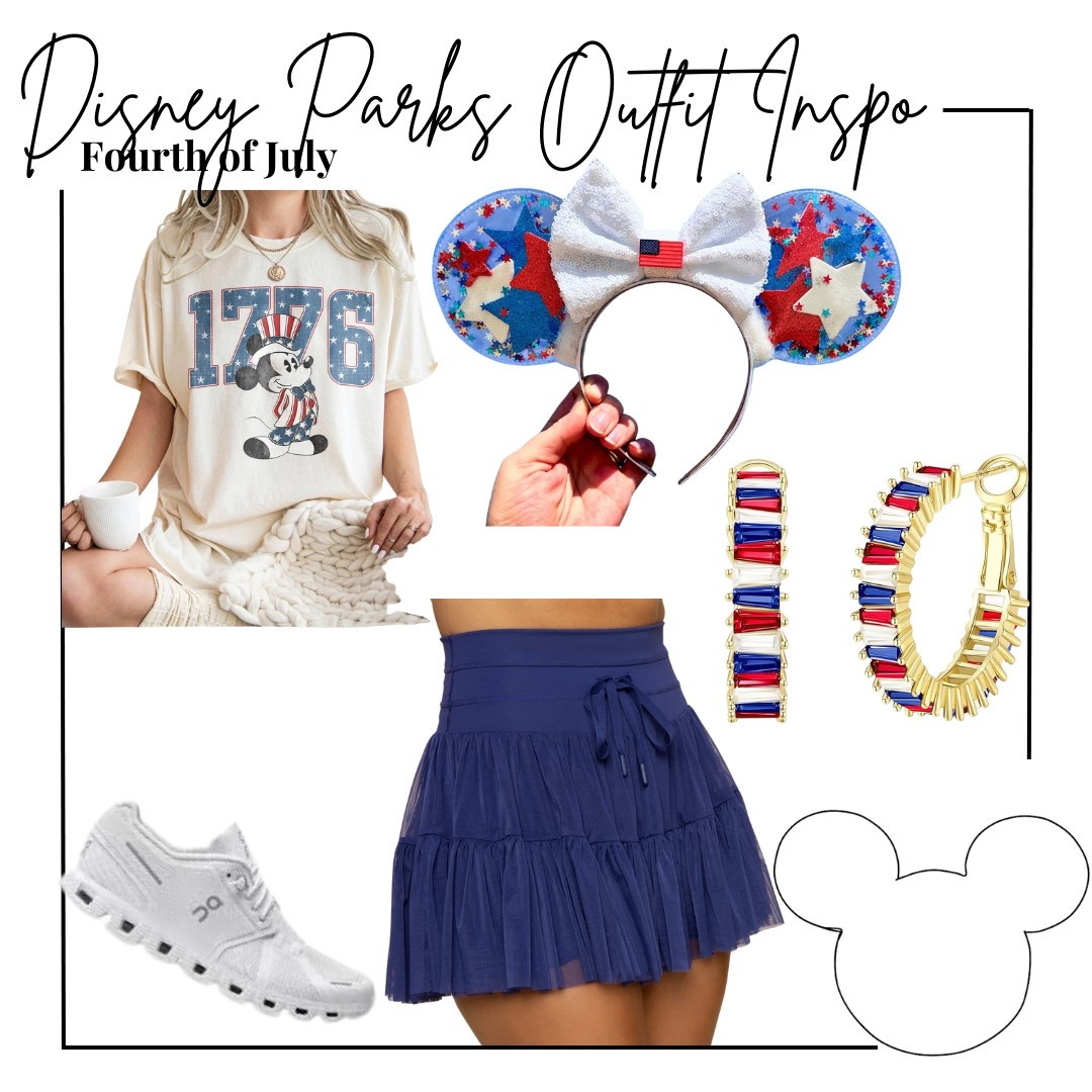 Disney parks outfit inspo - Fourth of July outfit 

1776 patriotic Mickey graphic tee from Etsy, red, white and blue stars Mickey ears, patriotic jeweled hoops from Amazon, pop flex sapphire pirouette skort, on cloud x 5 sneakers 

Midsize, midsize outfit, size 10, ootd, Outfit inspo, patriotic finds, Disney parks Outfit, Disney bound,  under $50 outfit, affordable outfit, casual outfit, Disney Mickey Mouse , Etsy finds, Disney outfit, Mickey ears, minimal Disney style, #ltkdisney, Disney ears, Disney aesthetic, theme park outfit, Disney parks outfit ideas, comfy Disney outfit, small business finds,

#LTKFindsUnder50 #LTKTravel #LTKStyleTip