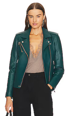 IRO Newhan Leather Jacket in Peacock Blue from Revolve.com | Revolve Clothing (Global)