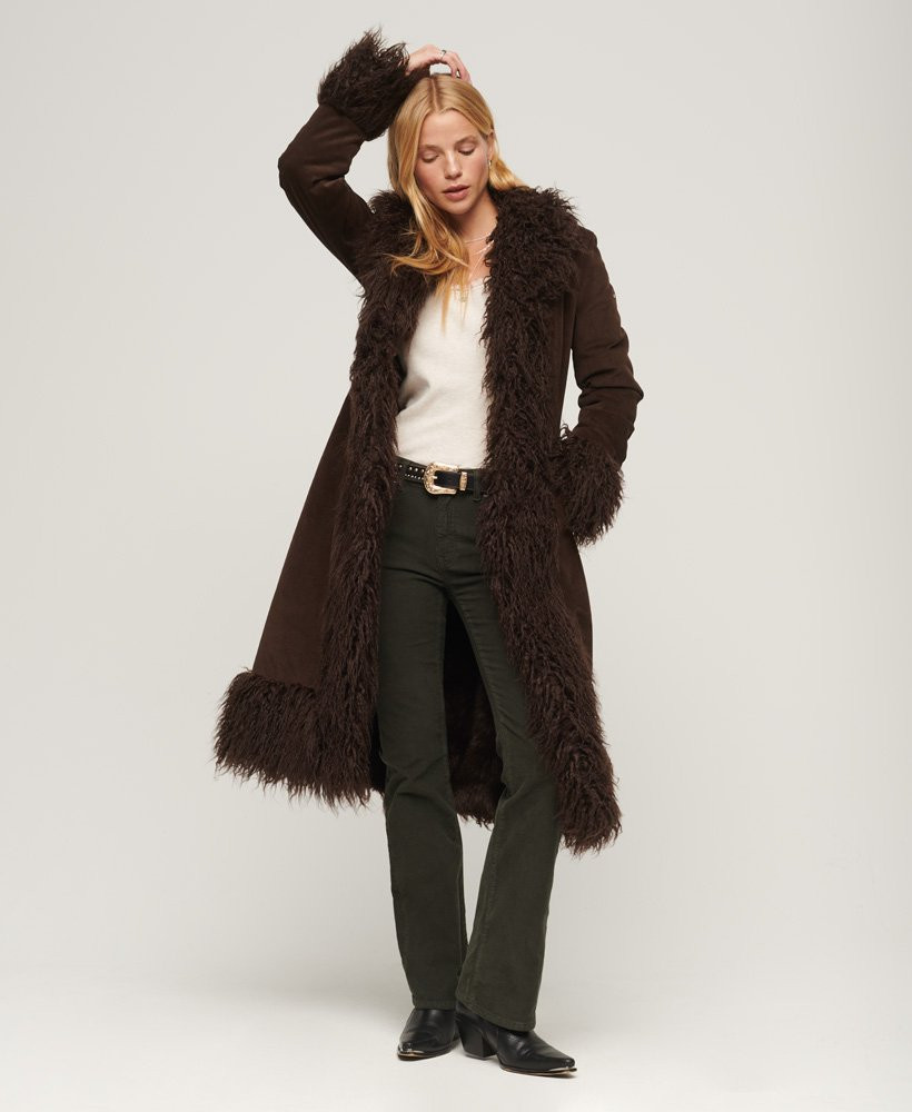 Faux Fur Lined Longline Afghan Coat | Superdry (UK)