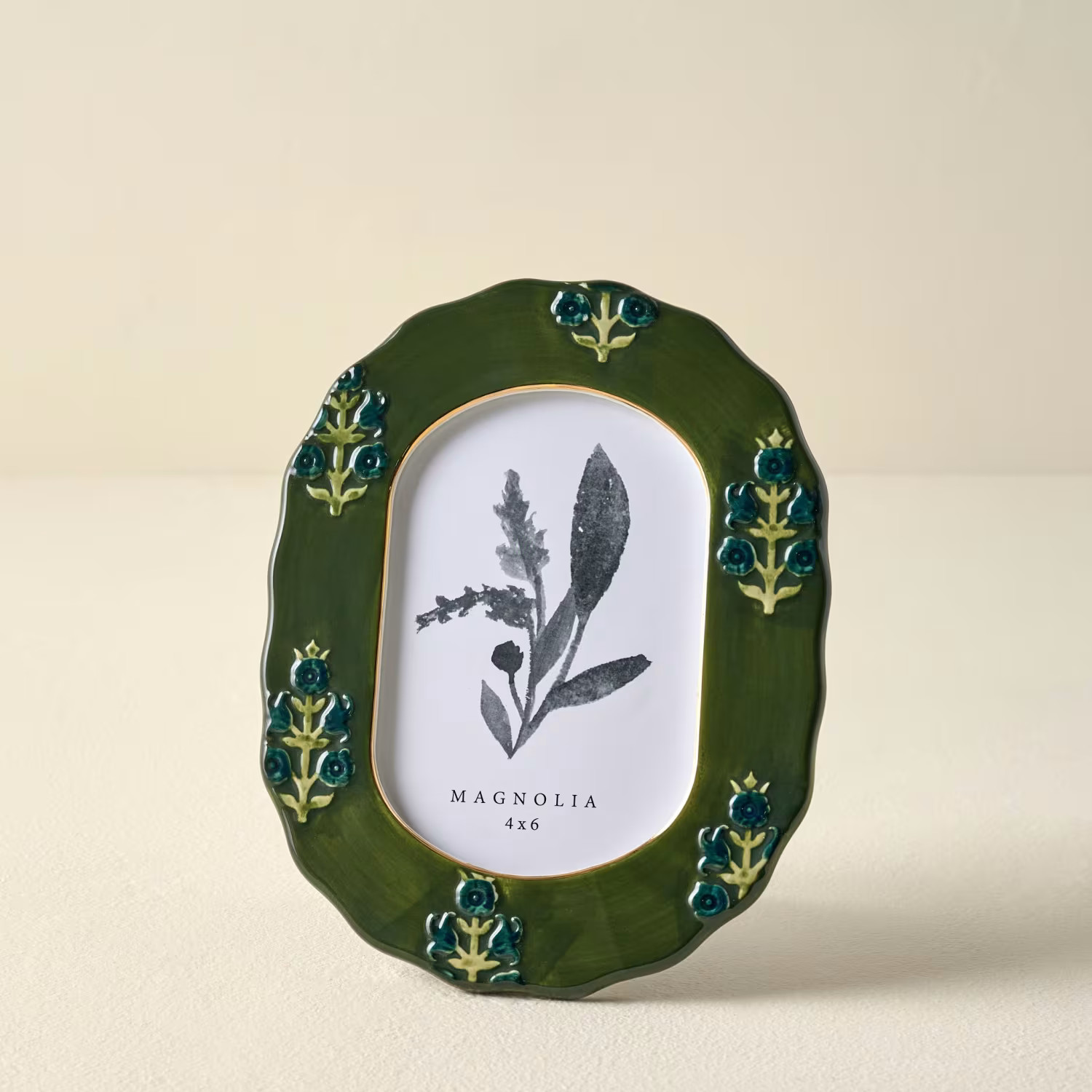 Ceramic Block Print Photo Frame | Magnolia