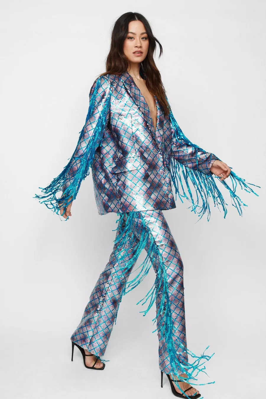Premium Mermain Sequin Fringe Flare Pants | Nasty Gal US