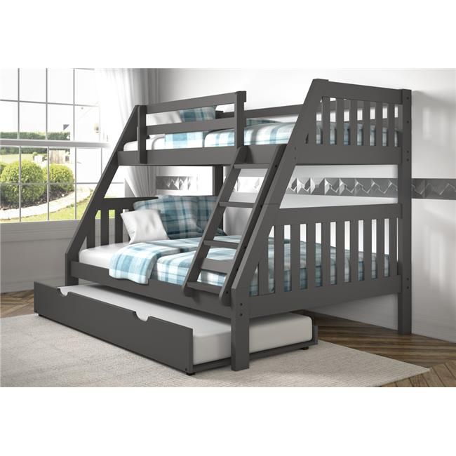 Donco Kids PD-1018-3DG-TF-503 Twin Over Full Mission Bunk Bed with Twin Trundle&#44; Dark Grey - ... | Walmart (US)