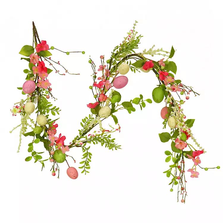 Pink and Green Flowering Easter Eggs Garland | Kirkland's Home