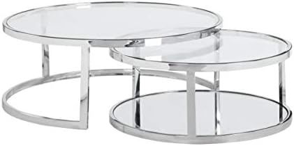 Milan 9055 Nesting Cocktail Table, 35" Round, Clear/Polished SS | Amazon (US)