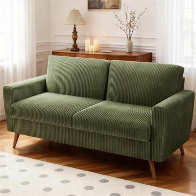 Dyonery 68" Small Loveseat for Bedroom Office Mid Century Modern Loveseat Sofa Green-Corduroy Couch with Spring Cushion, Solid Wood,Tool-Free Assembly | Target