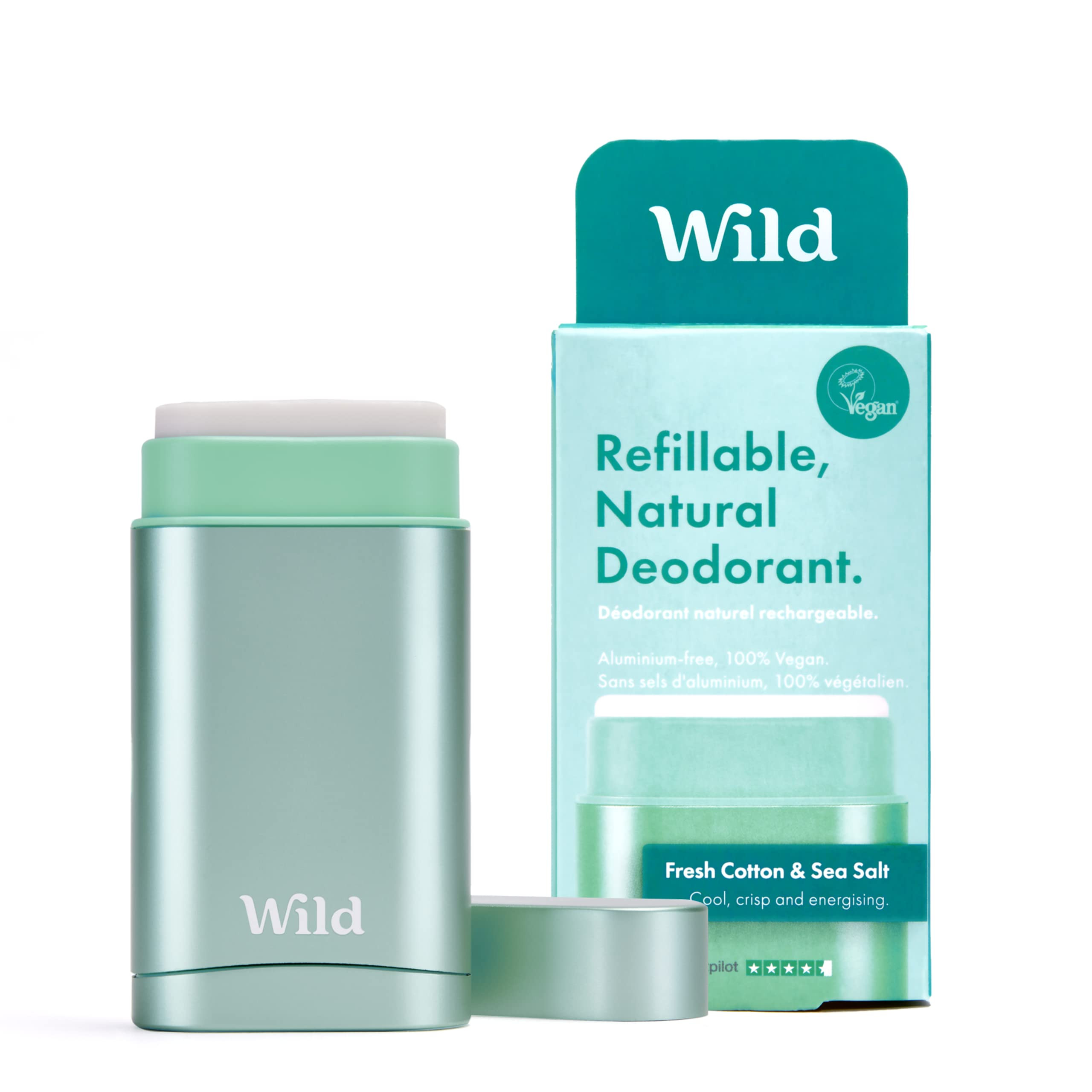 Wild - Refillable Deodorant - Vegan - Aluminum Free - Long Lasting Protection - Starter Kit - Aqu... | Amazon (US)