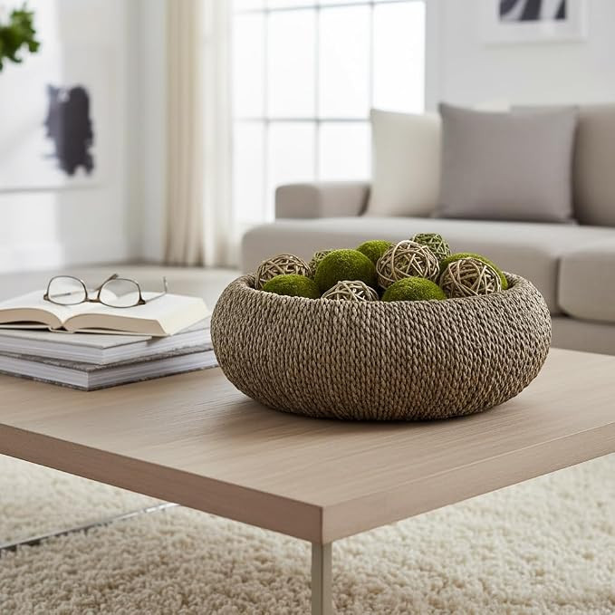 Handcrafted Woven Bowl for Coffee Table Decor - Decorative Basket Style Bowl for Home Decor Accen... | Amazon (US)