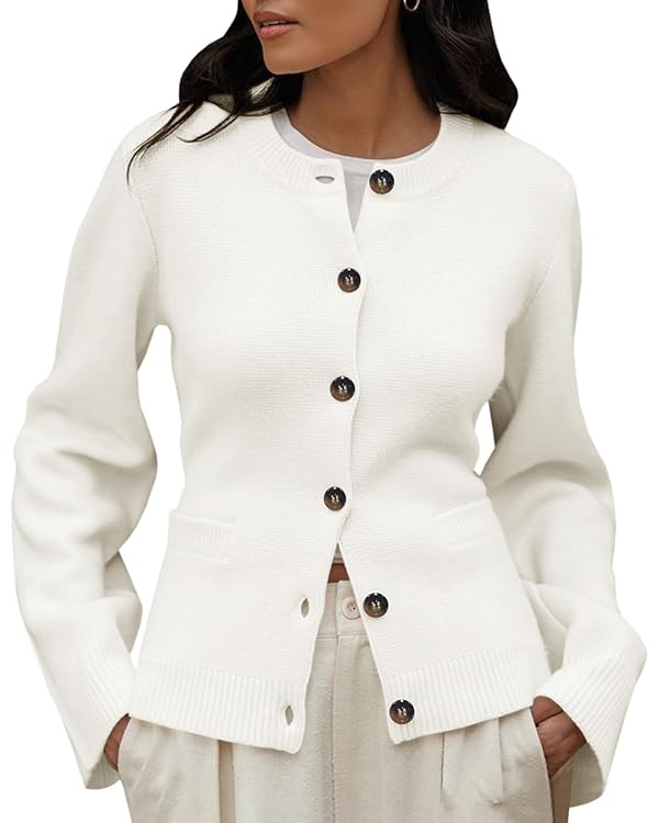 Langwyqu Womens Button Down Cardigan Sweaters Open Front Long Sleeve Slim Fit Sweater Coat Winter... | Amazon (US)