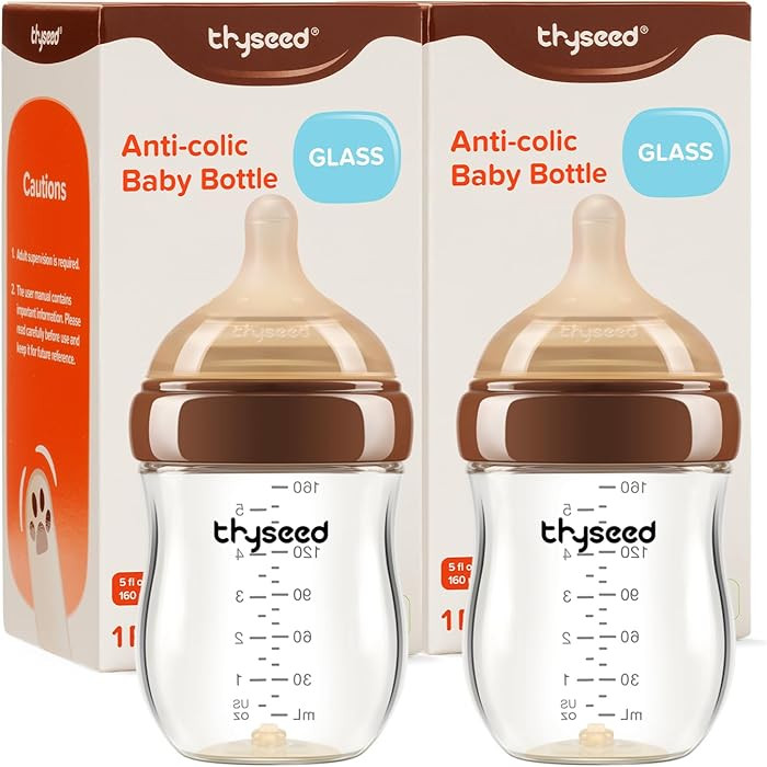 Thyseed Anti-Colic Glass Baby Bottle for Breastfed Infants, Paced Feeding, Breast-Like Newborn Ex... | Amazon (US)