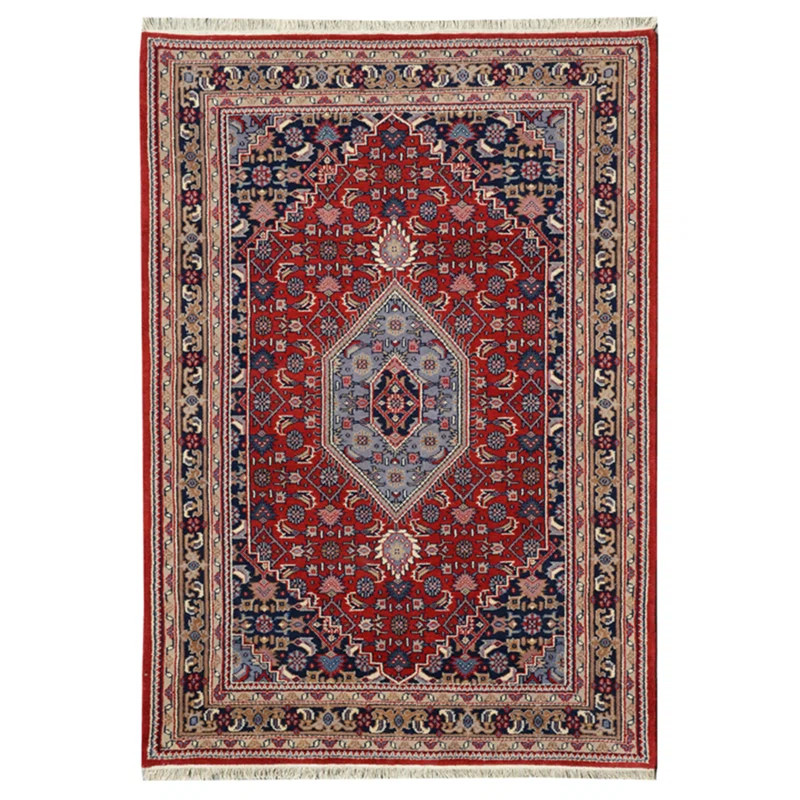 Indo Hand-Knotted Red/Brown/Blue Bidjar Wool Rug | Wayfair North America