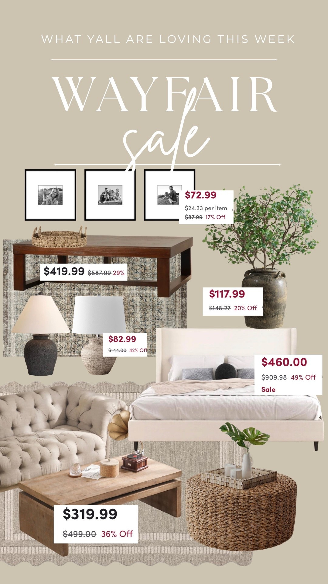 The things yall LOVE and ask about the most are on sale!! My bed frame (which is an exact lookalike of the Tilly upholstered frame) and my exact coffee table is on SALE! Both of those items transformed my living room completely. Same with the rug in my bedroom! @Wayfair 


•
•
Neutral bedroom, organic modern home decor, living room furniture #ad #wayfair #wayfairpartner

#LTKHome