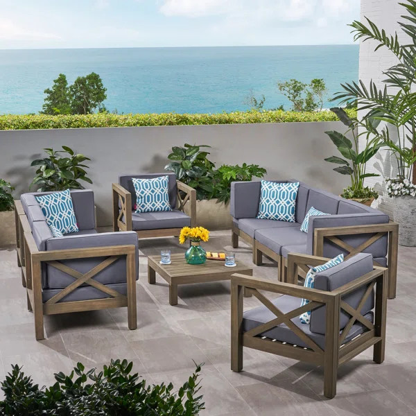 Sklar Solid Wood 8 - Person Seating Group with Cushions | Wayfair North America