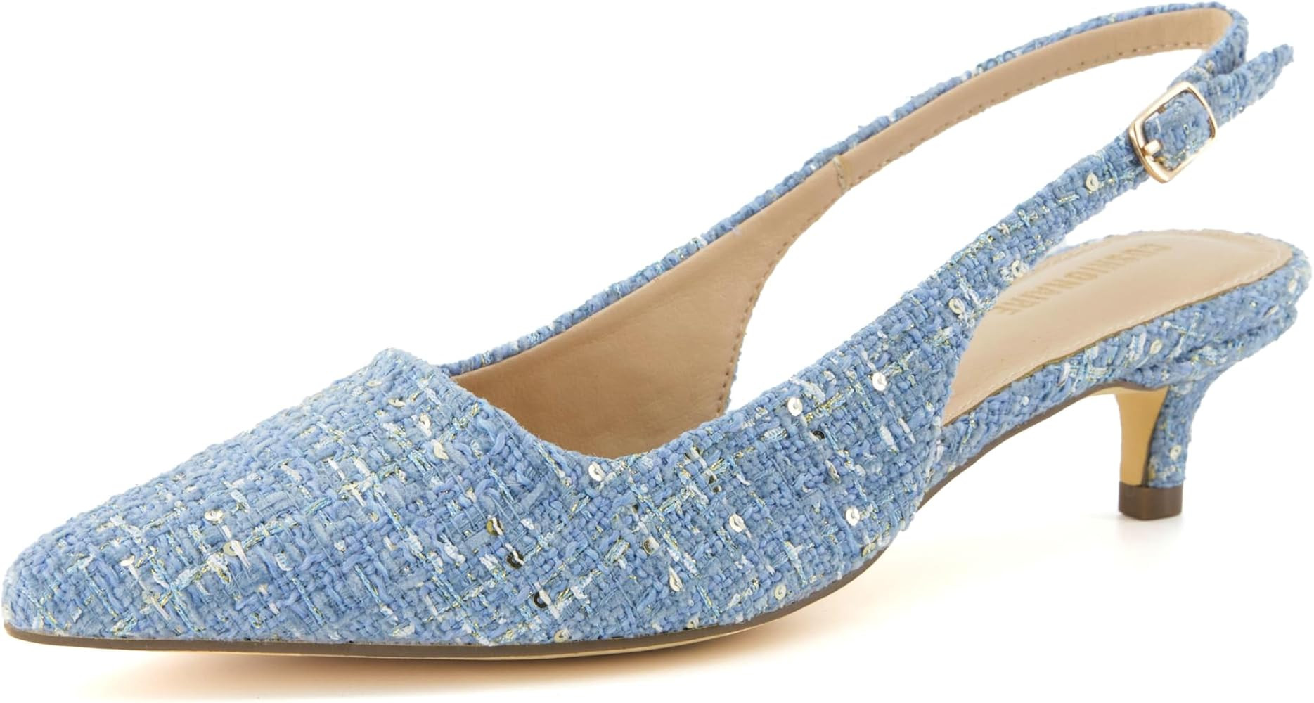 CUSHIONAIRE Women's Buzz Kitten Heel Sling Back Dress Shoe +Memory Foam, Wide Widths Available | Amazon (US)