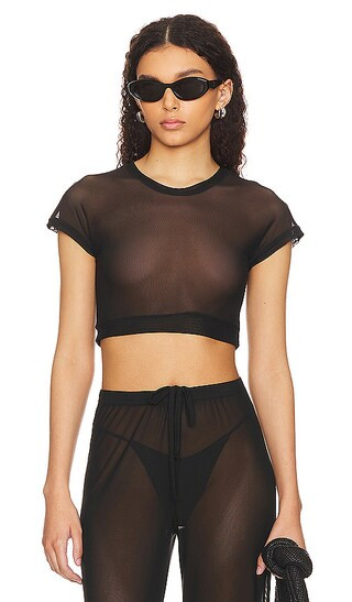 Cropped Mesh Tee in Black001 | Revolve Clothing (Global)