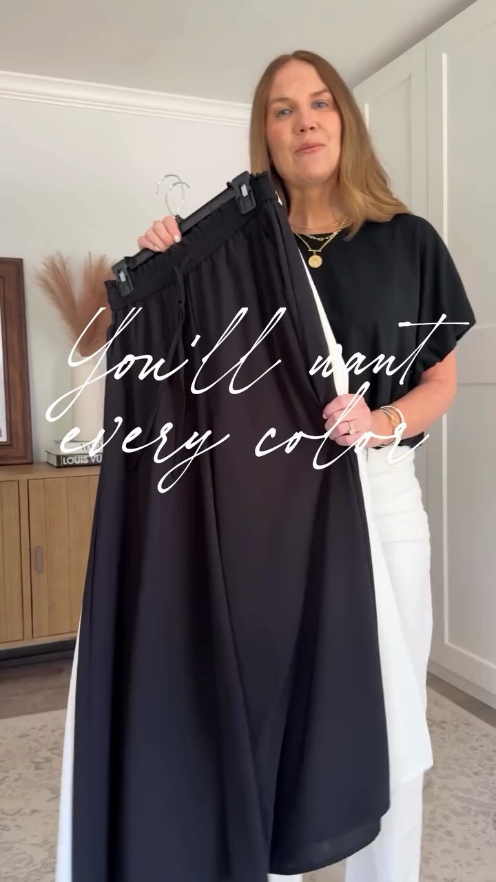 I love a pair of flowy wide leg pants and this pair is comfortable, elevated, fully lined and perfect for so many summer occasions🤌🏼 I wear a medium. And this bubble hem tee gives the effect of a perfect tuck and comes in tons of colors.

Date night outfit, graduation party guest outfit, shower outfit, wide leg pull on pants, effortless style over 40, timeless style, style at any age

#LTKSeasonal #LTKOver40 #LTKSaleAlert