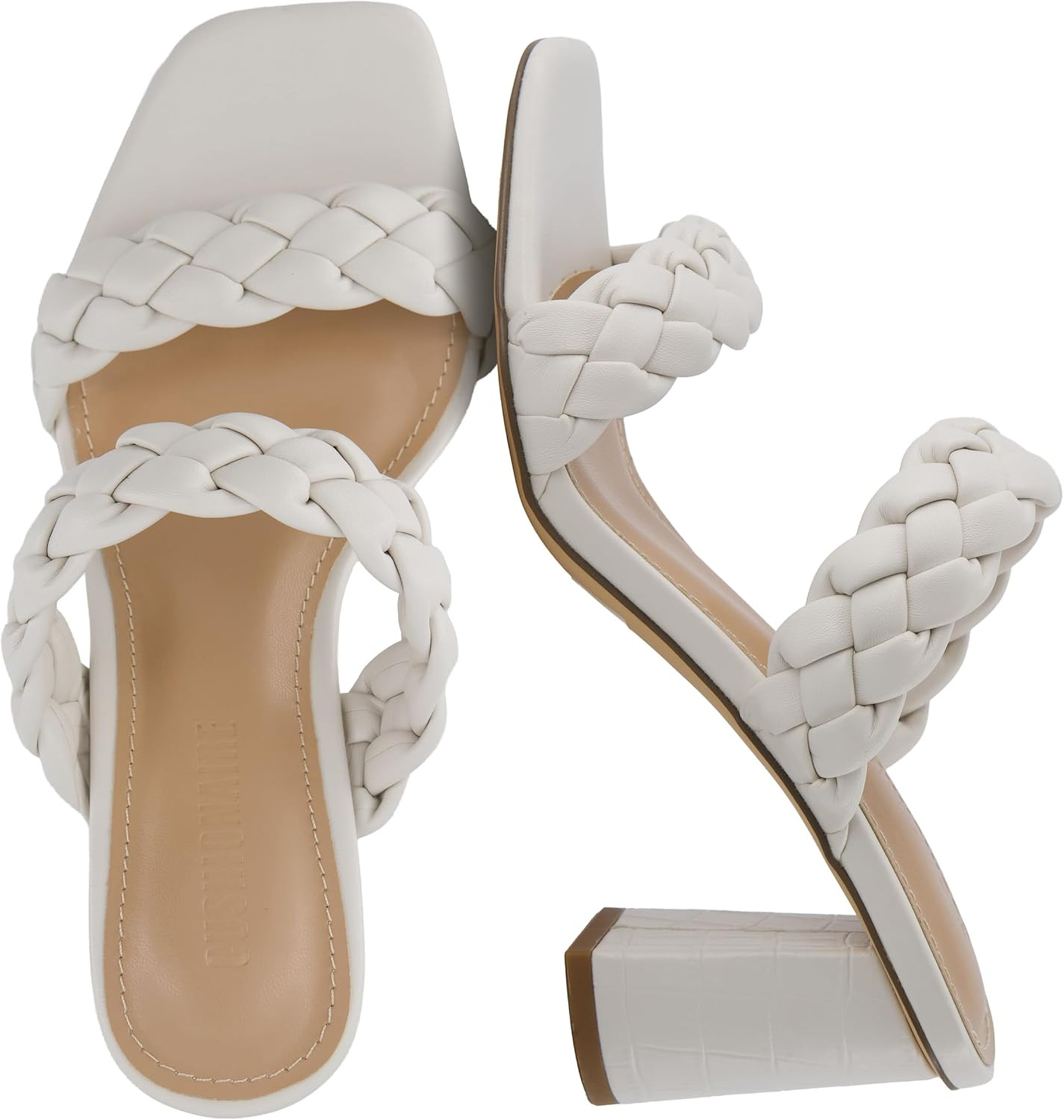 CUSHIONAIRE Irine Chunky Heels for Women, Braided Block Heel Sandals with Square Toe and Memory Foam | Amazon (US)