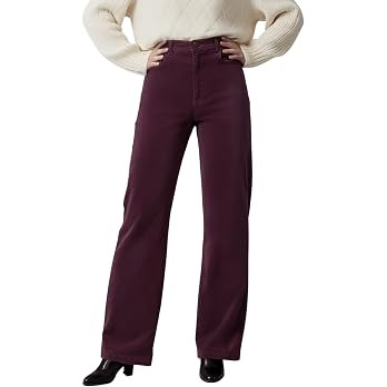 OctMoon Women's Corduroy Pants Straight Leg Casual Trousers 97% Cotton Stretch Pantalones de Pana... | Amazon (US)