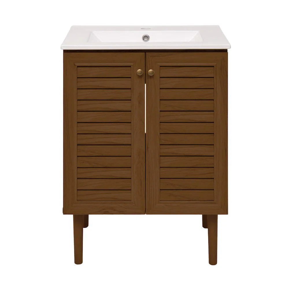 Swiss Madison Bron 24 Freestanding Bathroom Vanity in Brown Oak with Sink Top one_size | SM-5-BV6201BO | Lowe's