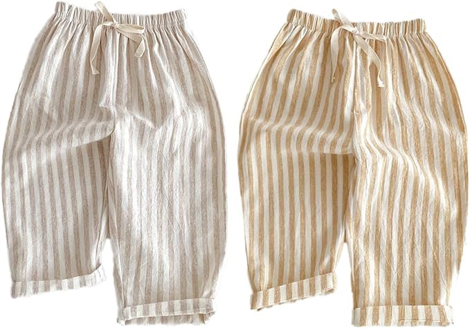 Ashmyova Classic Casual Pants for Boys Thin Cotton Stripe Elastics Waist Spring Summer Trousers T... | Amazon (US)