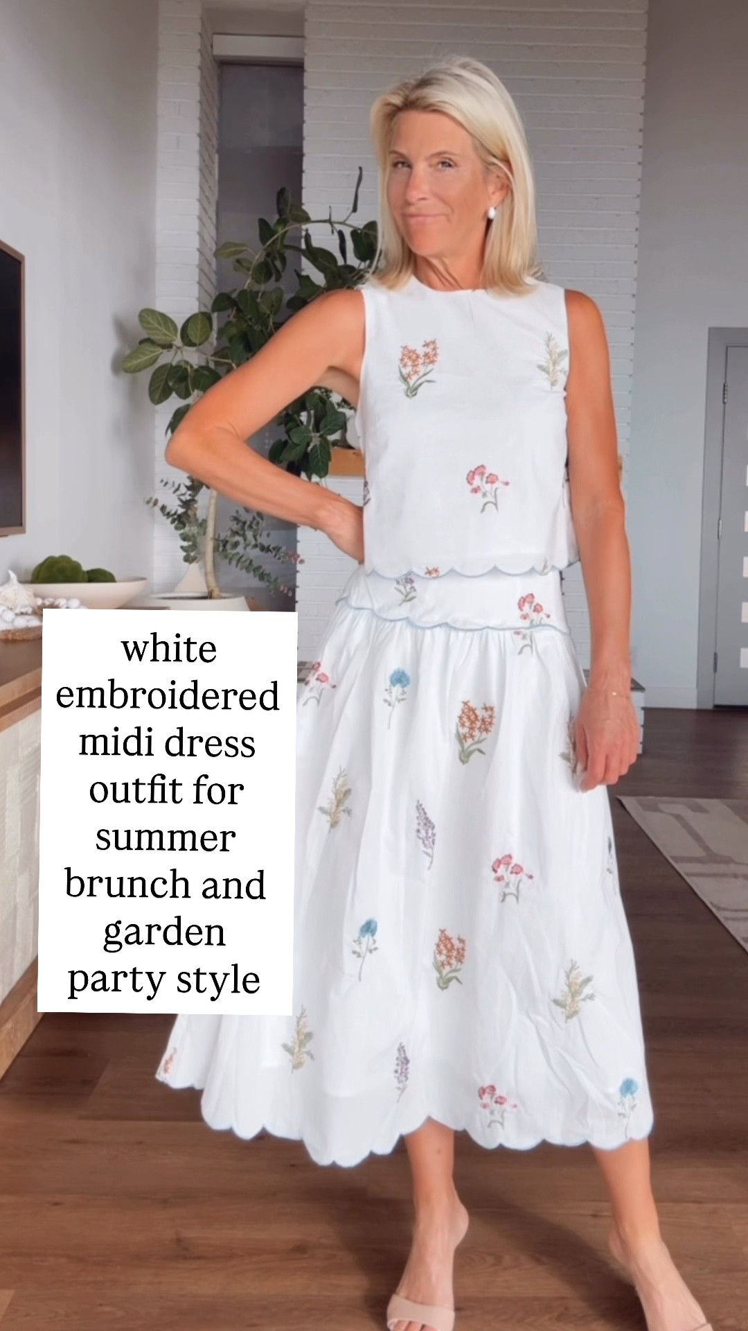 Classic white midi dress with delicate embroidery for timeless summer style. 

#LTKootd #LTKOver40