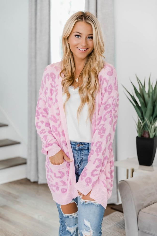 Make Time For Love Pink Animal Print Cardigan | The Pink Lily Boutique