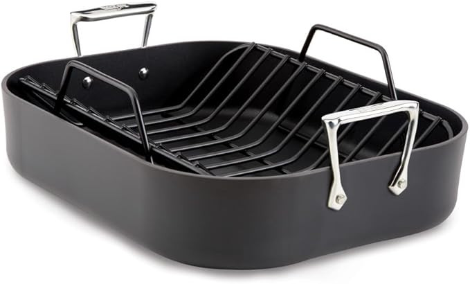 All-Clad HA1 Hard Anodized Nonstick Roaster and Nonstick Rack 13x16 Inch Oven Broiler Safe 500F R... | Amazon (US)