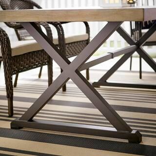 StyleWell Mix and Match 72 in. Rectangular Metal Outdoor Dining Table with Farmhouse Trestle Base... | The Home Depot
