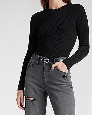 Ribbed Fitted Crew Neck Sweater | Express