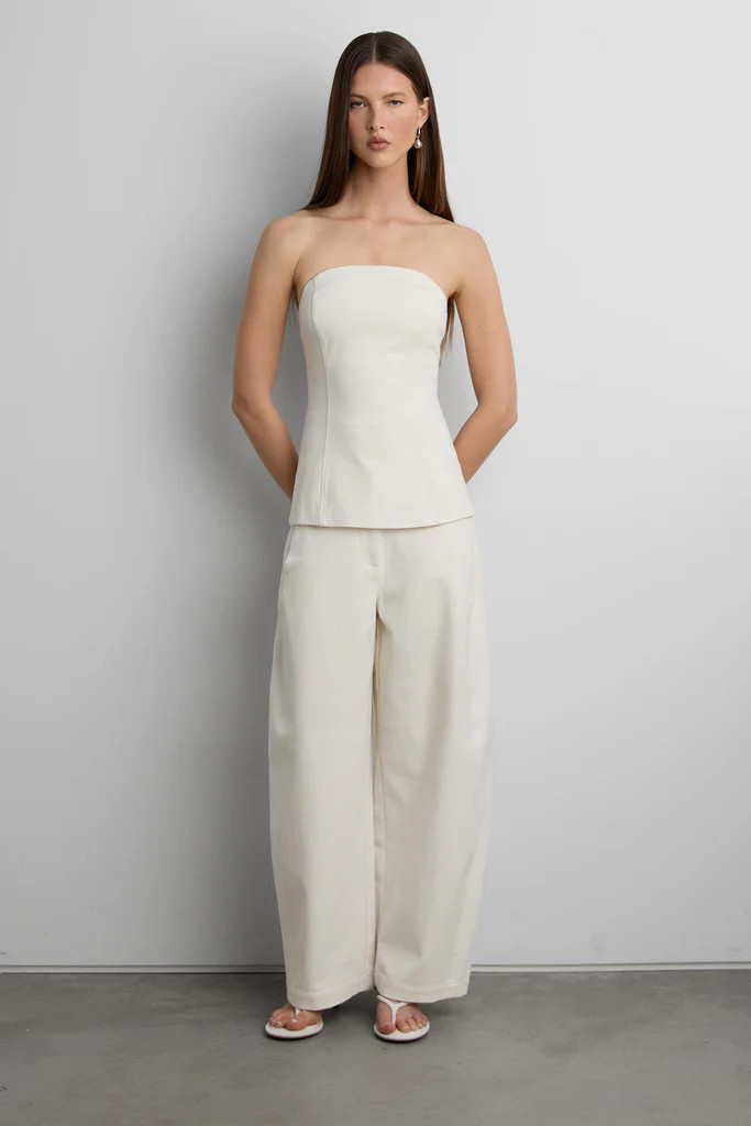 WOVEN TWILL TUBE TOP | OAK + FORT