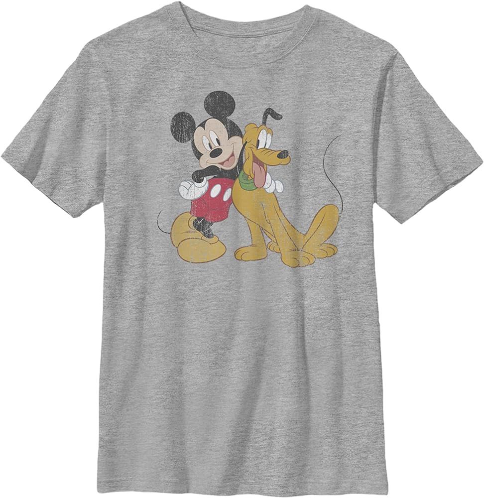 Disney Boys Characters Mickey and Pluto Boy's Heather Crew Tee | Amazon (CA)