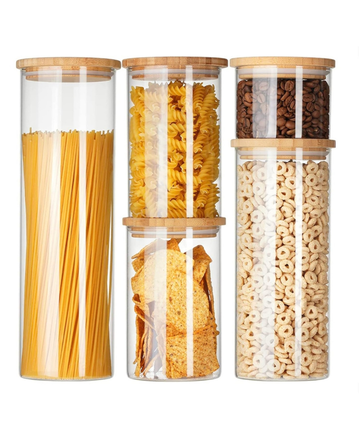 Genicook 5 Pc Borosilicate Glass Canister Set with Bamboo Lids, Glass Containers | Macy's