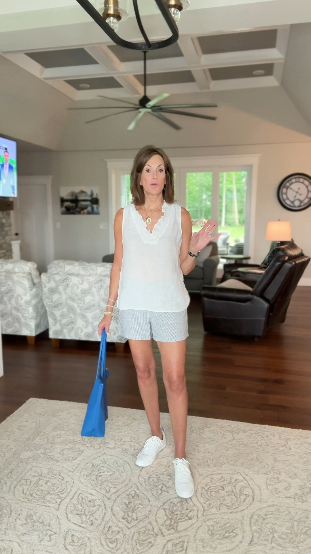 Summer travel 
European vacation 

Linen ruffle top - medium
Linen striped shorts - small 

Sneaker discount : F4_ANNIE

#LTKTravel #LTKMidsize #LTKSaleAlert