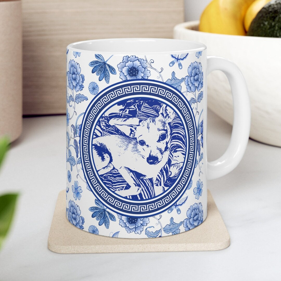 Chihuahua Chinoiserie Style Mug 11oz White - Etsy | Etsy (US)
