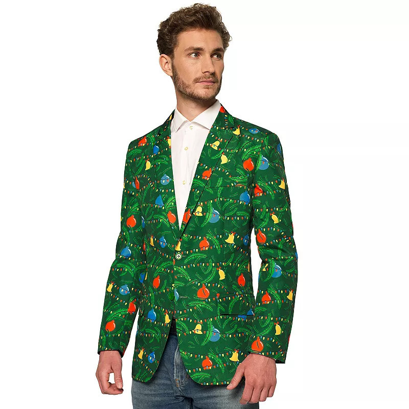 Men's Suitmeister Slim-Fit Christmas Tree Lights Light-Up Green Blazer, Size: Large, Green Tree | Kohl's