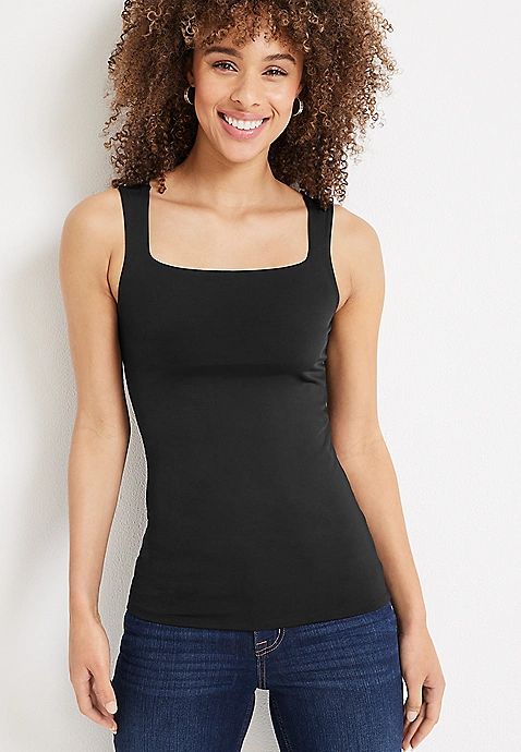 edgely™ Square Neck Sleeveless Tank Top | Maurices