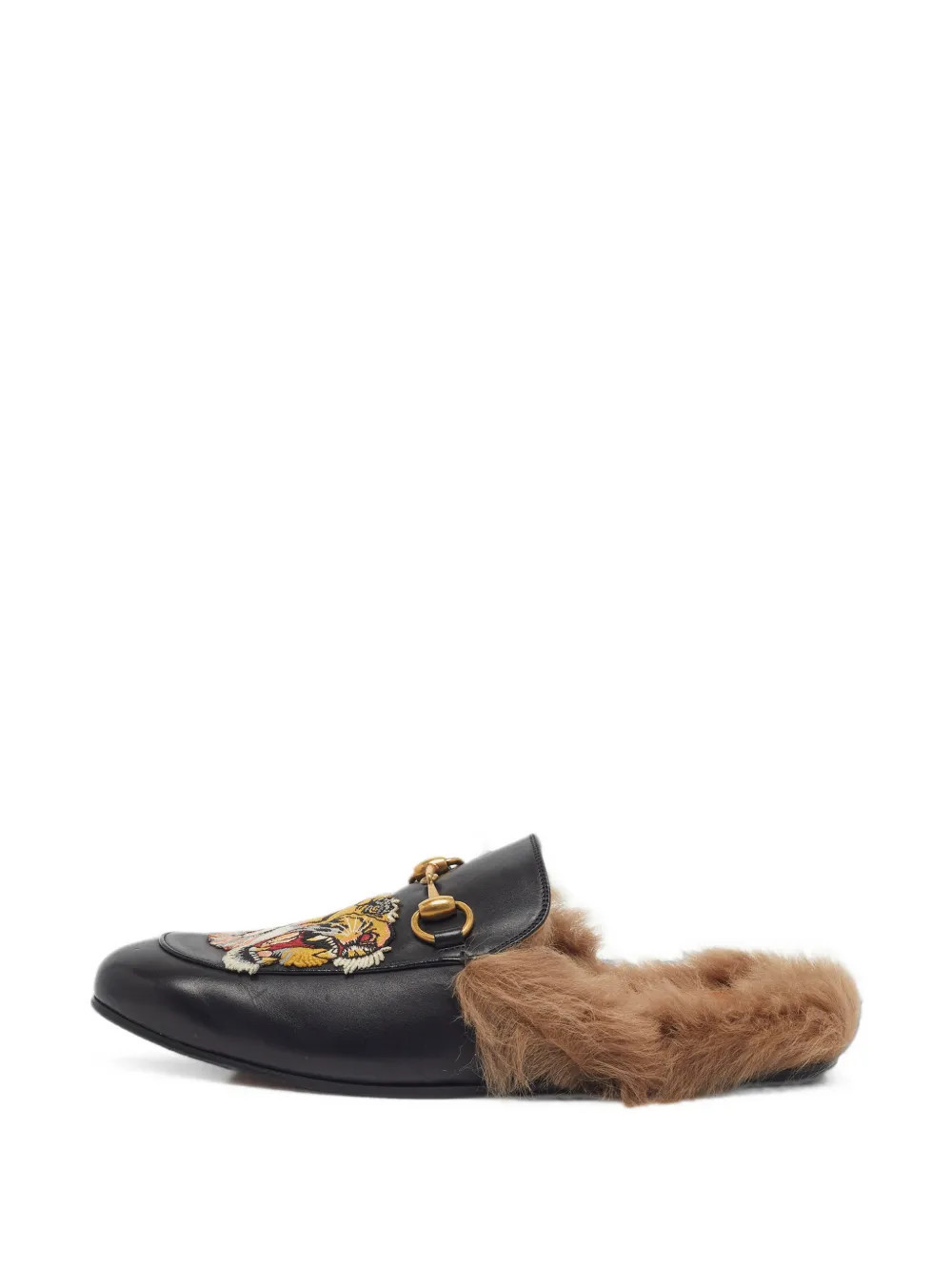 Gucci Pre-Owned Princetown tiger-embroidered mules - Black | Farfetch Global